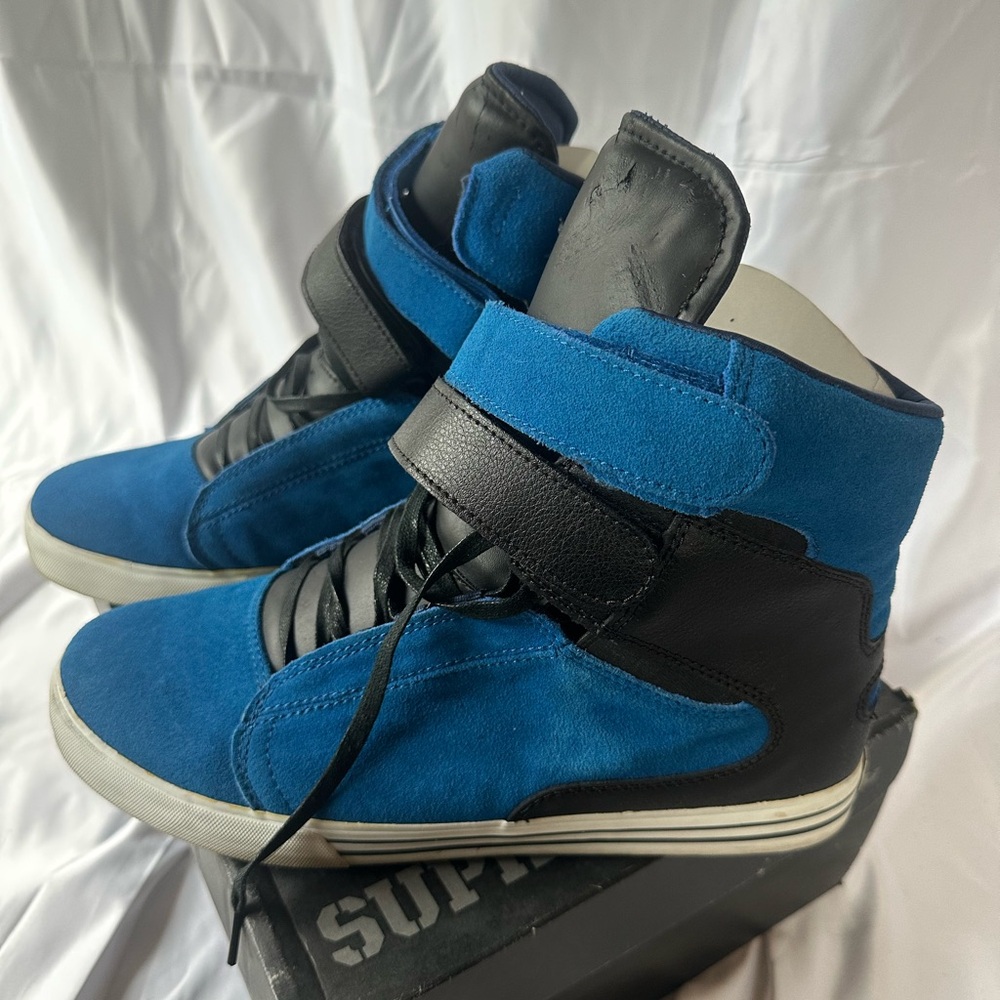 Supra Blue and Black High-Top Sneakers